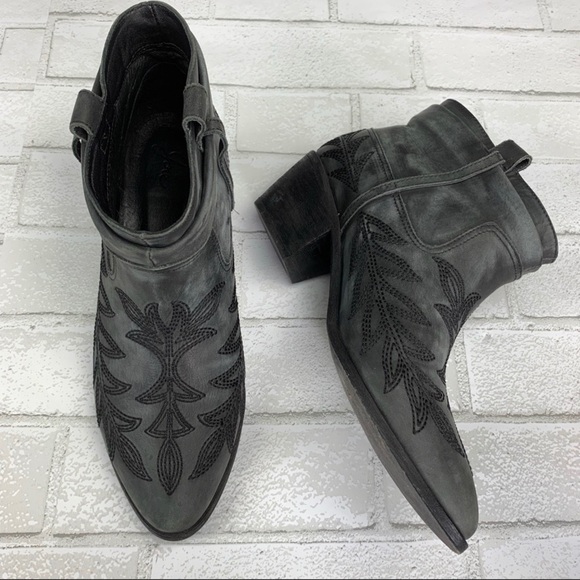 Joie Shoes - Joie Ajax Leather Embroidered Ankle Boots EUR 40